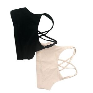 Athleta Girls XS Black and Ballet Pink Sports Bras